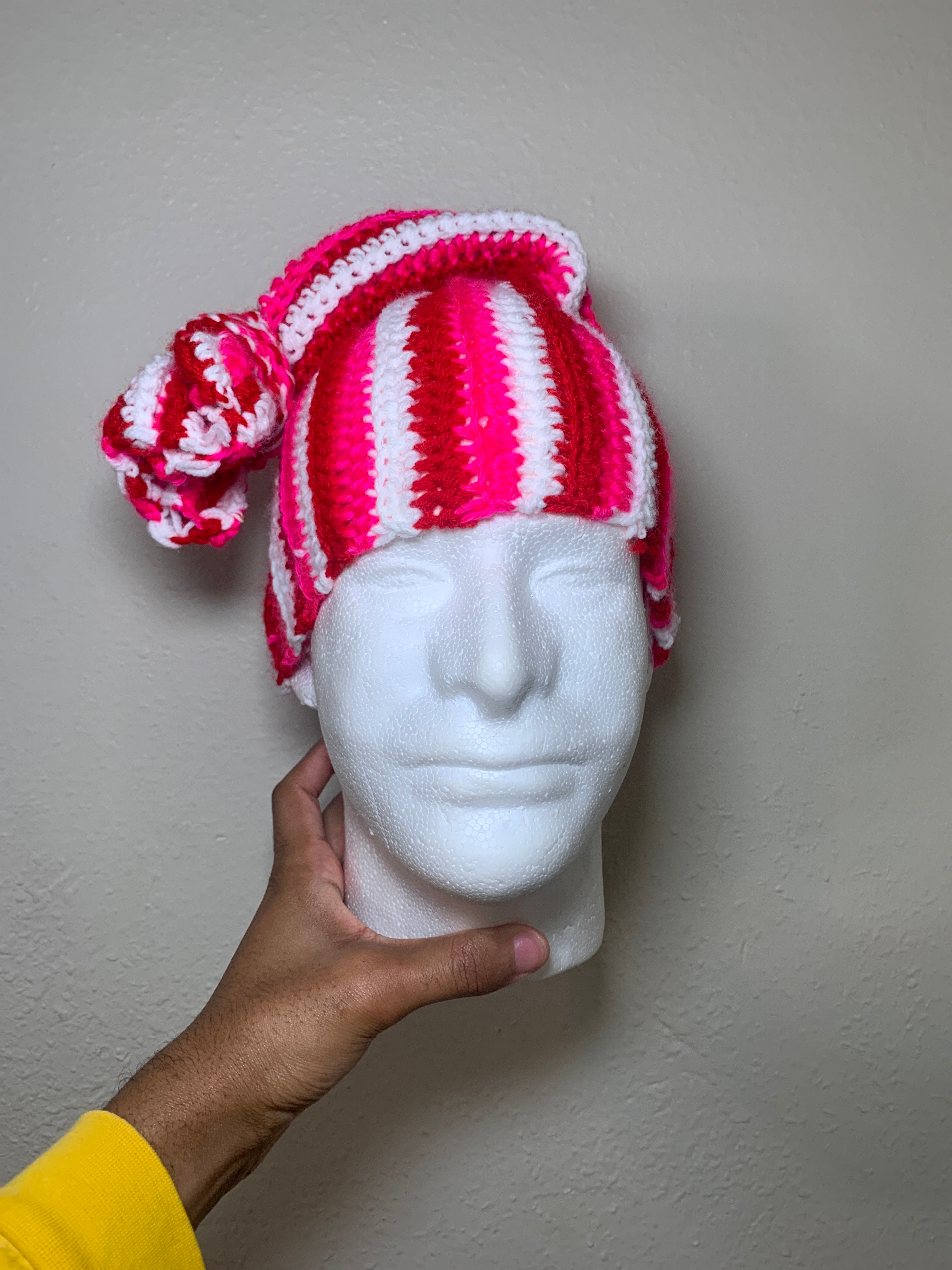 Valentine Striped Tie Up Beanie