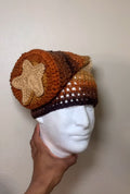 Latte star striped slouchy beanie