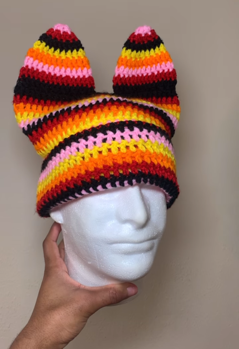 Striped Cat Ear Beanie