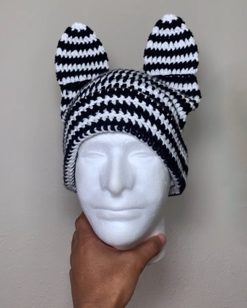 Striped Cat Ear Beanie