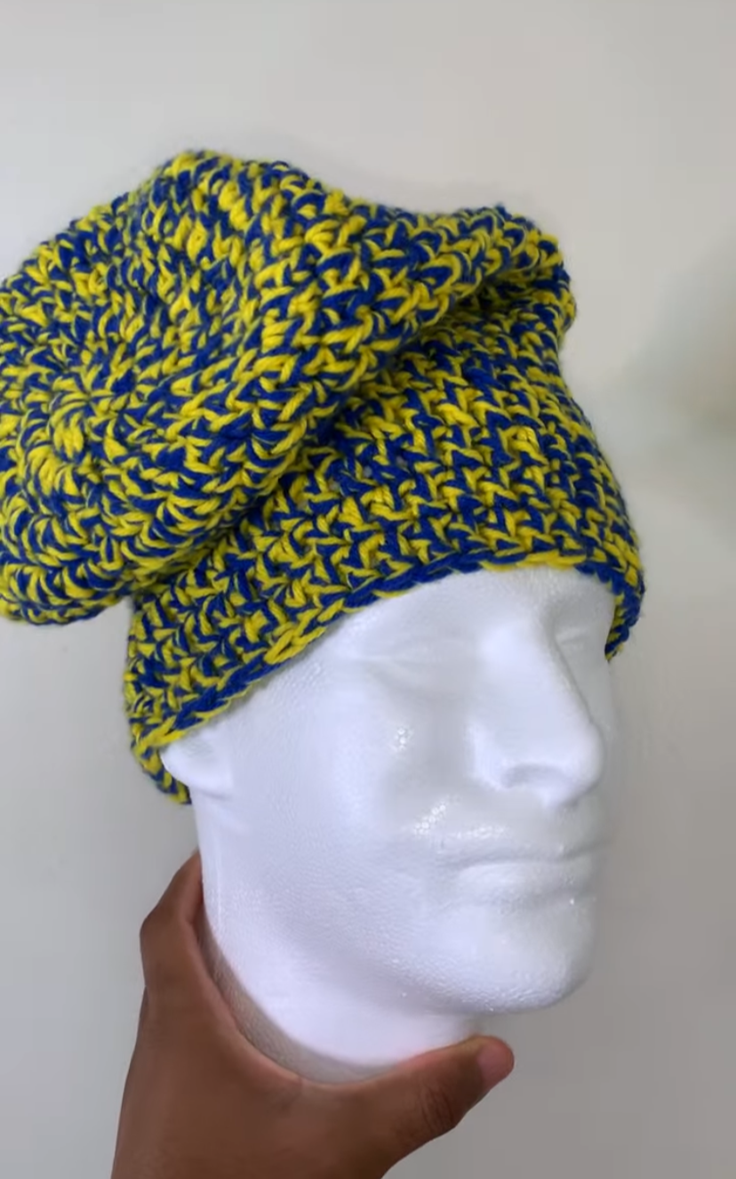 Two-Toned Scrap Slouchy Beanie